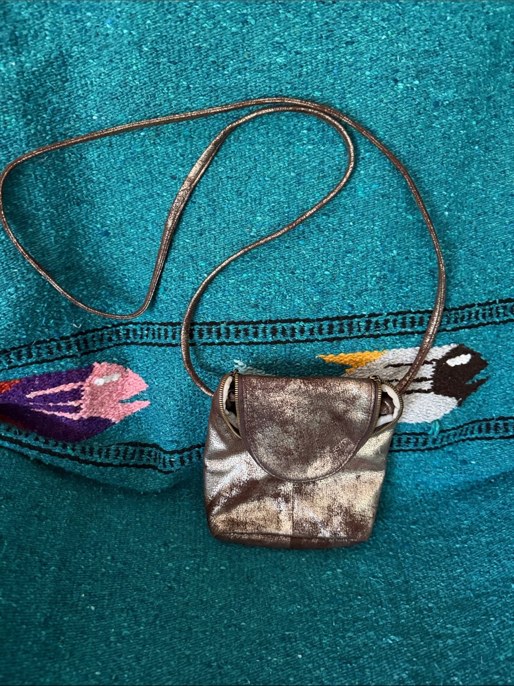 HOBO Metallic Bronze Crossbody Mini Bag